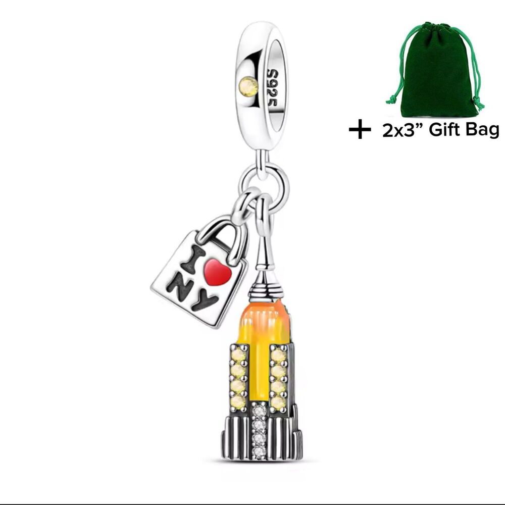 New York Building Dangle Charm | 925 Silver | Brand New